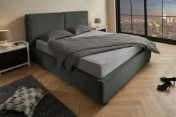 Riess-Ambiente Boxbetten|Polsterbetten > Komfortables Boxbett ROCCO 180x200cm dunkelgrau Cord mit Stauraum und Lattenrost