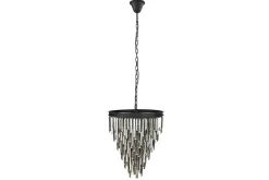 Riess-Ambiente Hängelampen|Kronleuchter & Lüster > Luxus Kronleuchter KRISTALL 50cm grau mit Glasprismen schwarz Eisen Hängelampe