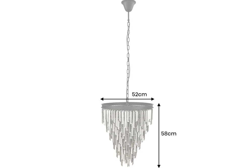 Riess-Ambiente Hängelampen|Kronleuchter & Lüster > Luxus Kronleuchter KRISTALL 50cm grau mit Glasprismen schwarz Eisen Hängelampe