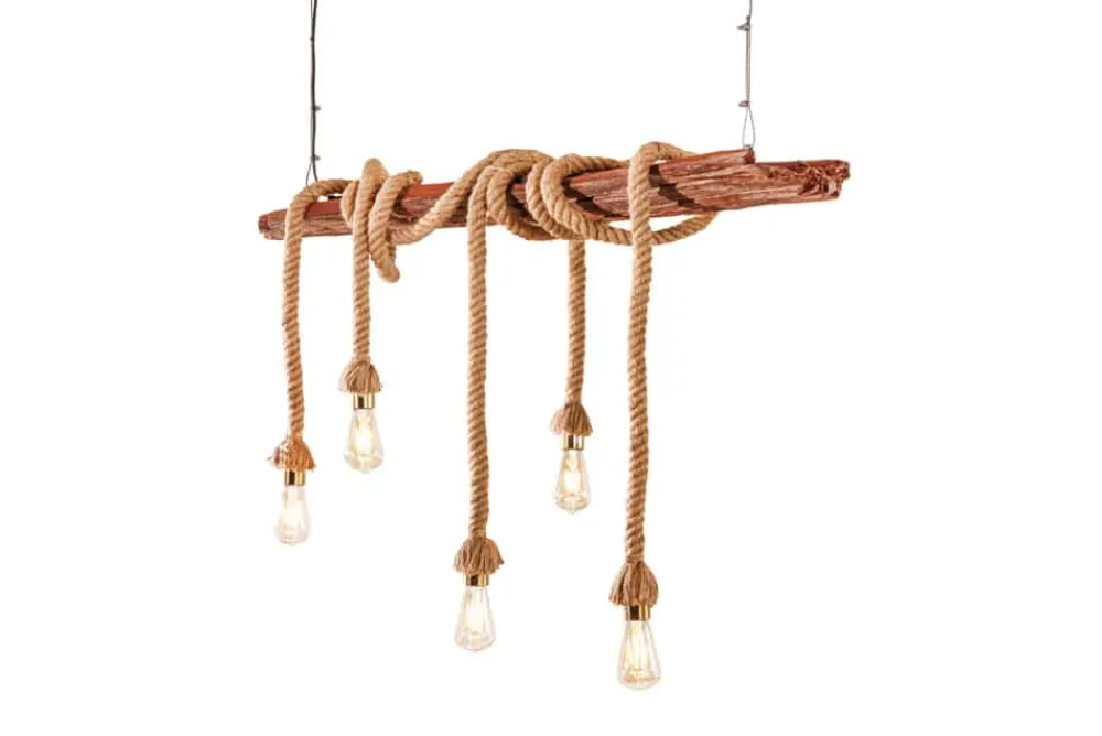 Riess-Ambiente Hängelampen|Mehr... > Maritime Hängeleuchte SEVEN SEAS 110cm Massivholz Seil Deckenlampe 5 Leuchten