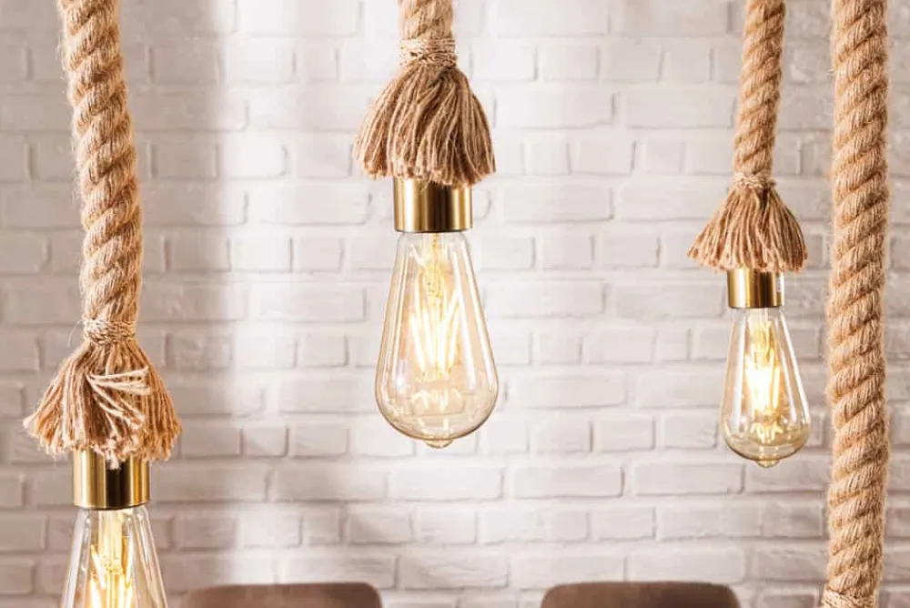 Riess-Ambiente Hängelampen|Mehr... > Maritime Hängeleuchte SEVEN SEAS 110cm Massivholz Seil Deckenlampe 5 Leuchten