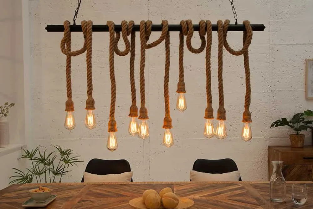 Riess-Ambiente Hängelampen > Maritime Hängeleuchte SEVEN SEAS II 120cm Seil Lampe mit 10 Leuchten