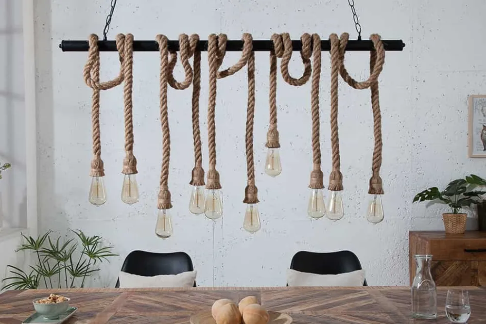 Riess-Ambiente Hängelampen > Maritime Hängeleuchte SEVEN SEAS II 120cm Seil Lampe mit 10 Leuchten
