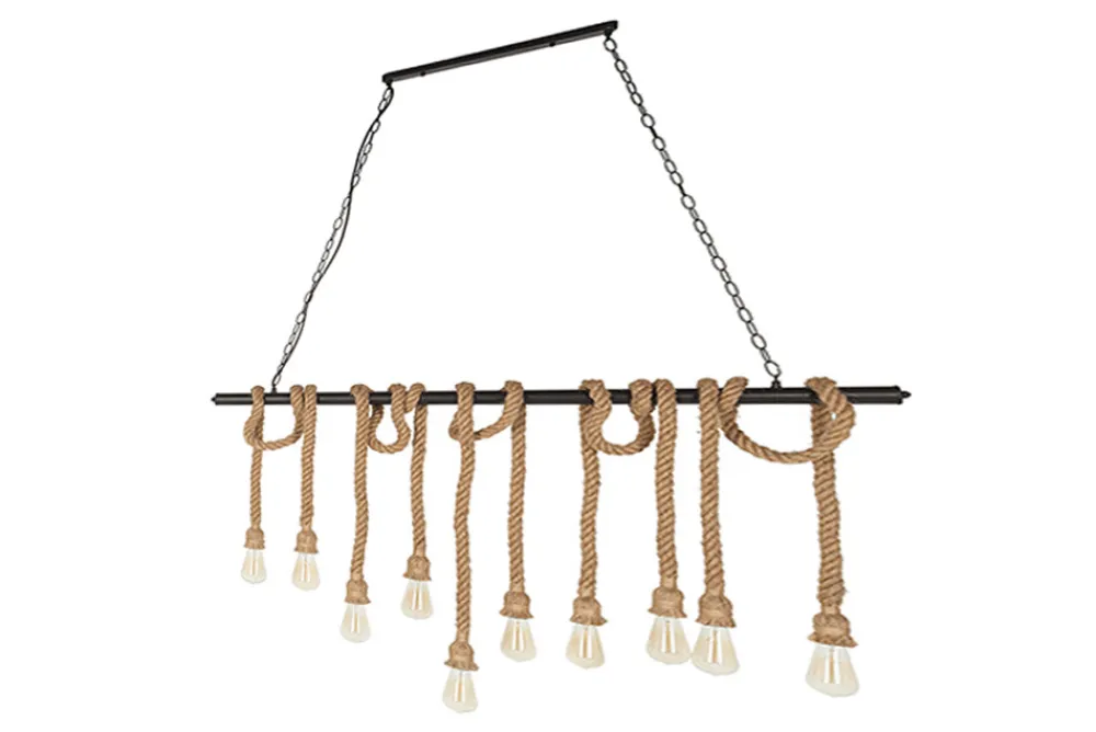 Riess-Ambiente Hängelampen > Maritime Hängeleuchte SEVEN SEAS II 120cm Seil Lampe mit 10 Leuchten
