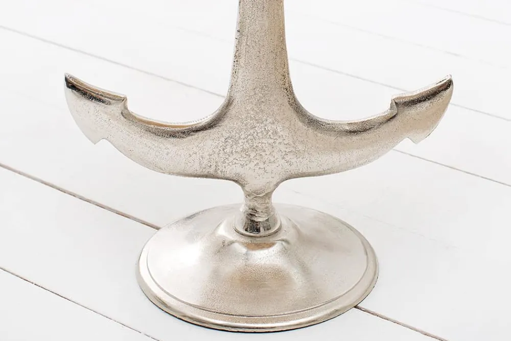 Riess-Ambiente Beistelltische|Mehr... > Maritimer Beistelltisch SEVEN SEAS 50cm silber Anker-Design rund Mangoholz Metall