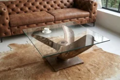 Riess-Ambiente Couchtische & Truhen > Maritimer Couchtisch OCEAN L 85cm antik kupfer mit Schiffsschraube und Glasplatte