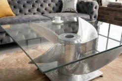 Riess-Ambiente Couchtische & Truhen > Maritimer Couchtisch OCEAN L 85cm silber antik Schiffsschraube mit Glasplatte