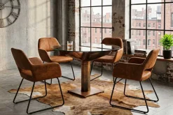 Riess-Ambiente Esstische > Maritimer Esstisch OCEAN 105cm kupfer geflammt Glastisch mit Schiffsschraube