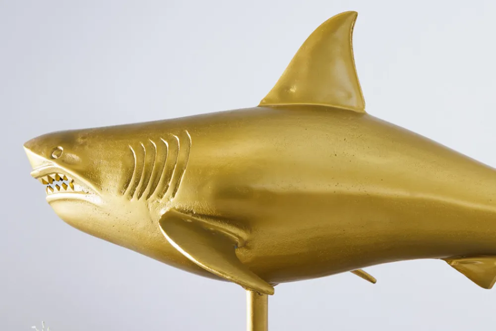 Riess-Ambiente Dekoration > Maritime Skulptur HAI 103cm gold handmade Metall Design Haifisch