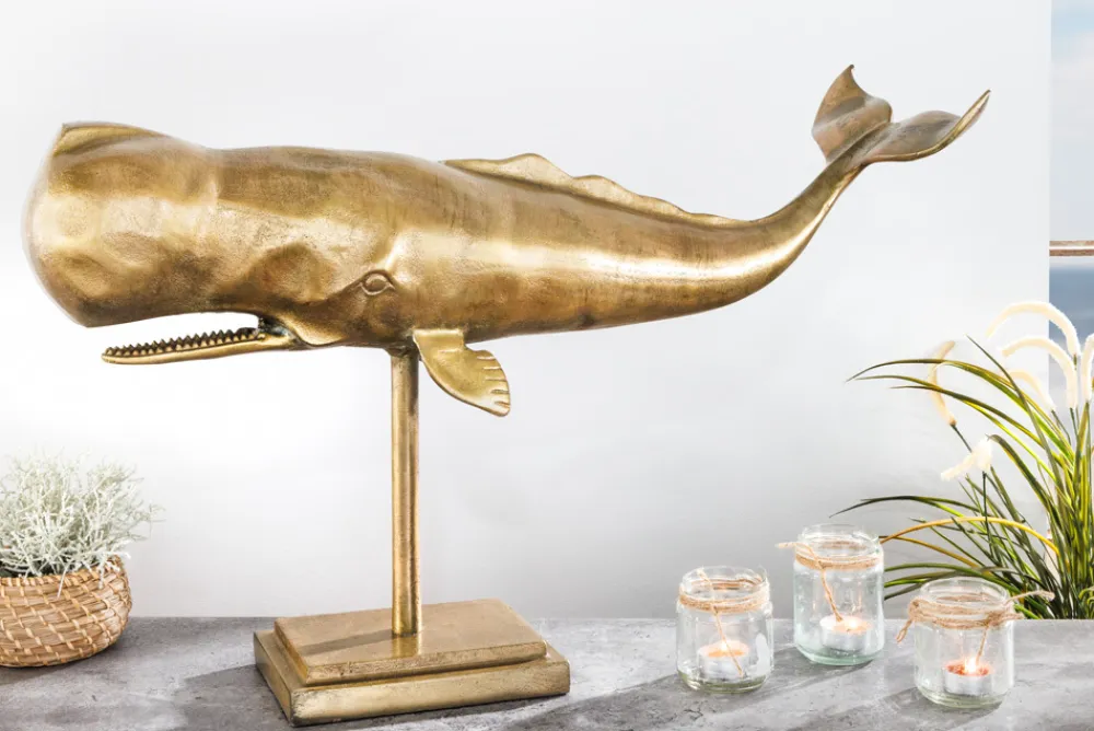 Riess-Ambiente Dekoration > Maritime Skulptur WAL 70cm messing handmade Metall Design Dekoration