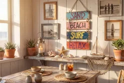Riess-Ambiente Wanddekoration > Maritimes Wandschild SURF & BEACH 110cm buntes Holzdesign Deko-Schild