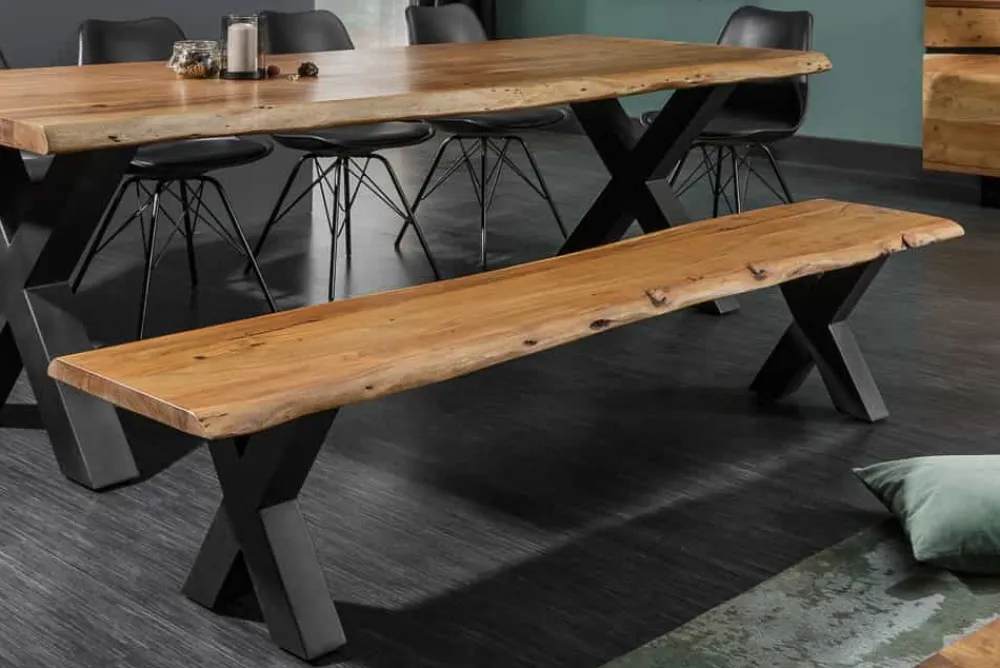 Riess-Ambiente Mehr...|Industrial Loft > Massive Baumstamm Bank MAMMUT NATURE 200cm Akazie Massivholz 3,5cm dicke Platte
