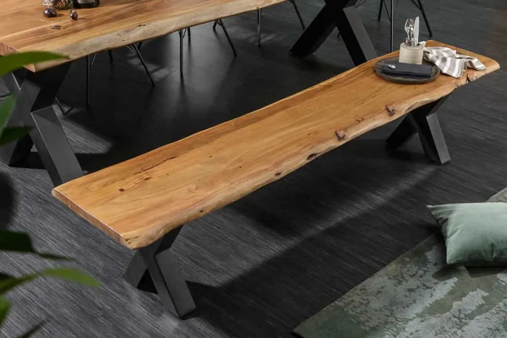 Riess-Ambiente Mehr...|Industrial Loft > Massive Baumstamm Bank MAMMUT NATURE 160cm Akazienholz 3,5cm dicke Platte