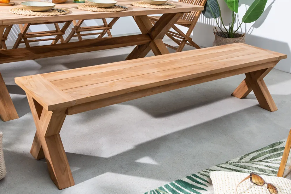 Riess-Ambiente Mehr...|Massivholz Gartenmöbel > Massive Gartenbank EMPIRE TEAK 180cm Sitzbank Teakholz wetterfest