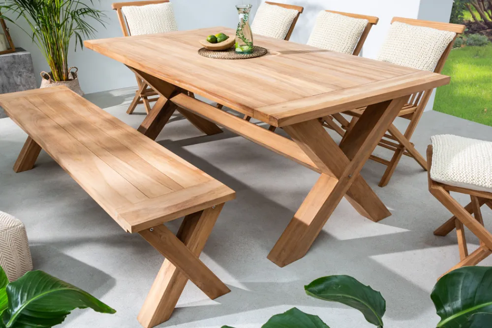 Riess-Ambiente Mehr...|Massivholz Gartenmöbel > Massive Gartenbank EMPIRE TEAK 180cm Sitzbank Teakholz wetterfest