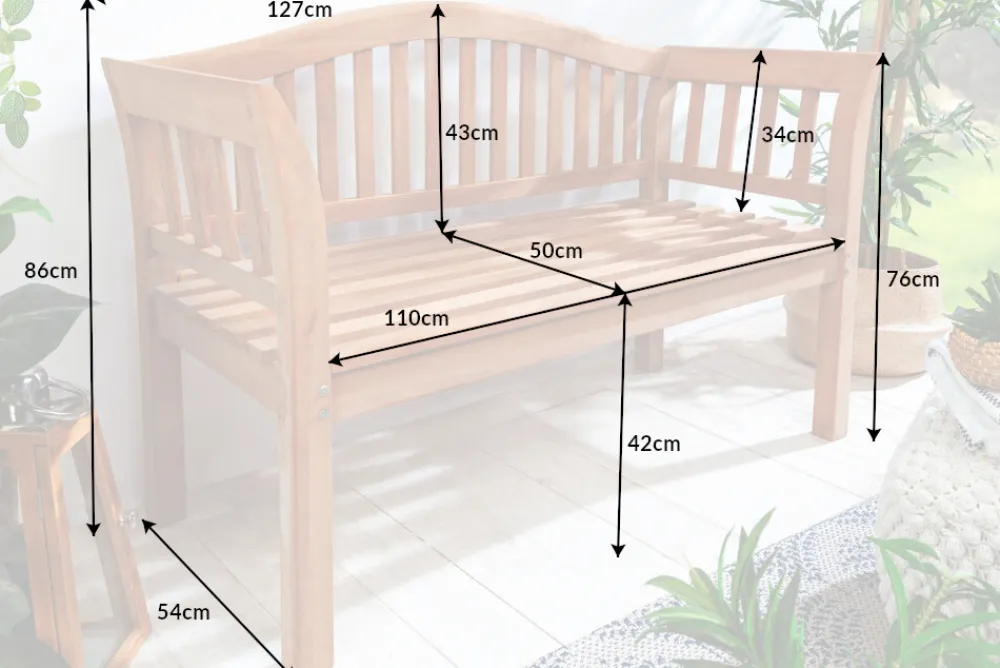 Riess-Ambiente Mehr...|Massivholz Gartenmöbel > Massive Gartenbank EMPIRE TEAK 130cm natur Teakholz Outdoor-Sitzbank mit Lehne