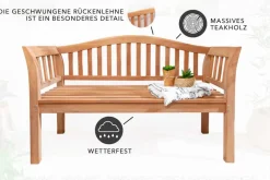 Riess-Ambiente Mehr...|Massivholz Gartenmöbel > Massive Gartenbank EMPIRE TEAK 130cm natur Teakholz Outdoor-Sitzbank mit Lehne