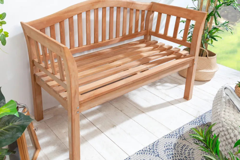 Riess-Ambiente Mehr...|Massivholz Gartenmöbel > Massive Gartenbank EMPIRE TEAK 130cm natur Teakholz Outdoor-Sitzbank mit Lehne