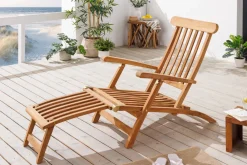 Riess-Ambiente Gartenstühle > Massive Gartenliege EMPIRE TEAK 175cm natur Teakholz Deckchair verstellbar