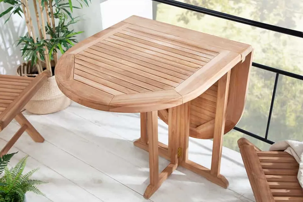 Riess-Ambiente Mehr...|Massivholz Gartenmöbel > Massiver Balkontisch EMPIRE TEAK 120cm natur Teakholz klappbar Gartentisch Outdoor