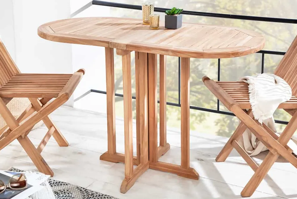 Riess-Ambiente Mehr...|Massivholz Gartenmöbel > Massiver Balkontisch EMPIRE TEAK 120cm natur Teakholz klappbar Gartentisch Outdoor