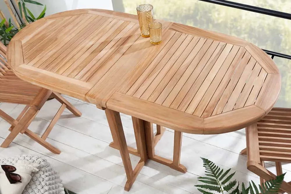 Riess-Ambiente Mehr...|Massivholz Gartenmöbel > Massiver Balkontisch EMPIRE TEAK 120cm natur Teakholz klappbar Gartentisch Outdoor