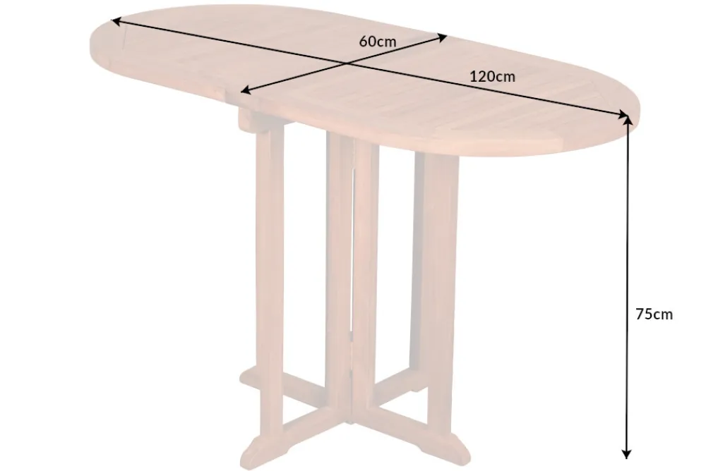 Riess-Ambiente Mehr...|Massivholz Gartenmöbel > Massiver Balkontisch EMPIRE TEAK 120cm natur Teakholz klappbar Gartentisch Outdoor