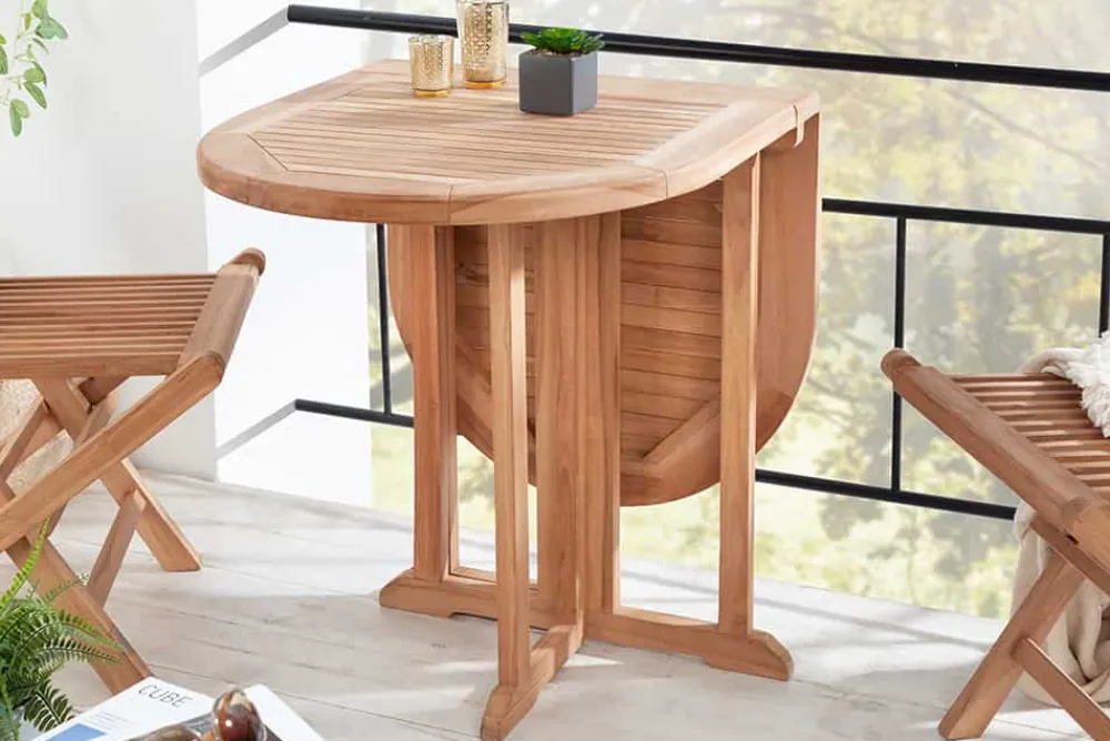 Riess-Ambiente Mehr...|Massivholz Gartenmöbel > Massiver Balkontisch EMPIRE TEAK 120cm natur Teakholz klappbar Gartentisch Outdoor