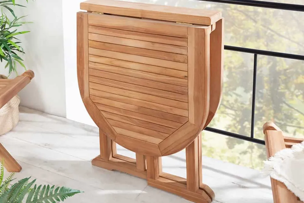 Riess-Ambiente Mehr...|Massivholz Gartenmöbel > Massiver Balkontisch EMPIRE TEAK 120cm natur Teakholz klappbar Gartentisch Outdoor