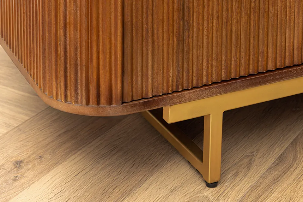 Riess-Ambiente Mehr...|Massivholzschränke > Massiver Barschrank GATSBY 140cm braun Mangoholz gold Metallgestell Retro
