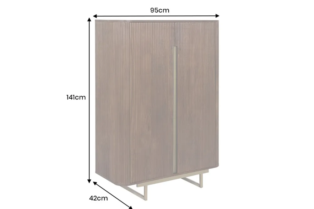 Riess-Ambiente Mehr...|Massivholzschränke > Massiver Barschrank GATSBY 140cm braun Mangoholz gold Metallgestell Retro