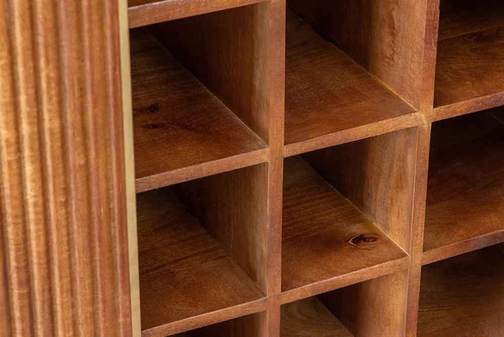 Riess-Ambiente Mehr...|Massivholzschränke > Massiver Barschrank GATSBY 140cm braun Mangoholz gold Metallgestell Retro