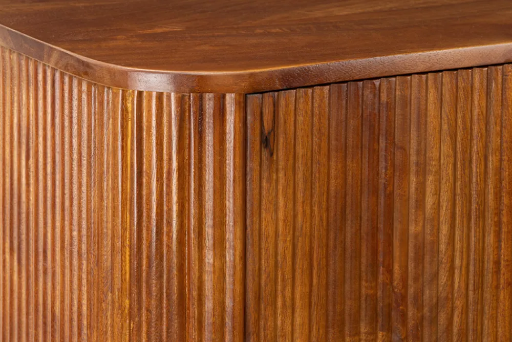 Riess-Ambiente Mehr...|Massivholzschränke > Massiver Barschrank GATSBY 140cm braun Mangoholz gold Metallgestell Retro