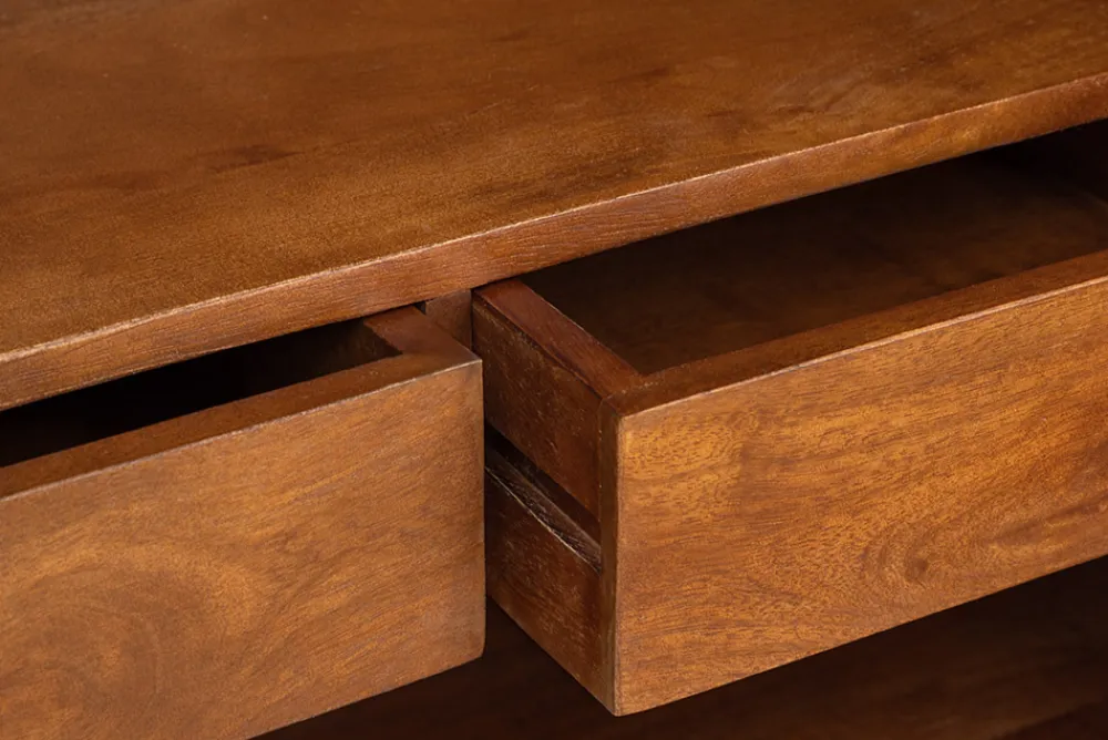 Riess-Ambiente Mehr...|Massivholzschränke > Massiver Barschrank GATSBY 140cm braun Mangoholz gold Metallgestell Retro