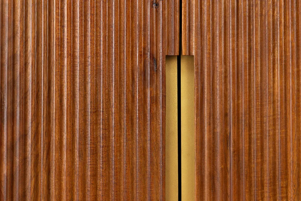 Riess-Ambiente Mehr...|Massivholzschränke > Massiver Barschrank GATSBY 140cm braun Mangoholz gold Metallgestell Retro