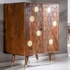 Riess-Ambiente Goldene Möbel|Retro Möbel > Massiver Barschrank MYSTIC LIVING 75cm Akazie braun gold Retro Design