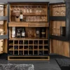 Riess-Ambiente Mehr...|Goldene Möbel > Massiver Barschrank SCORPION 141cm schwarz Mangoholz mit 3D Schnitzereien