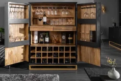 Riess-Ambiente Mehr...|Goldene Möbel > Massiver Barschrank SCORPION 141cm schwarz Mangoholz mit 3D Schnitzereien