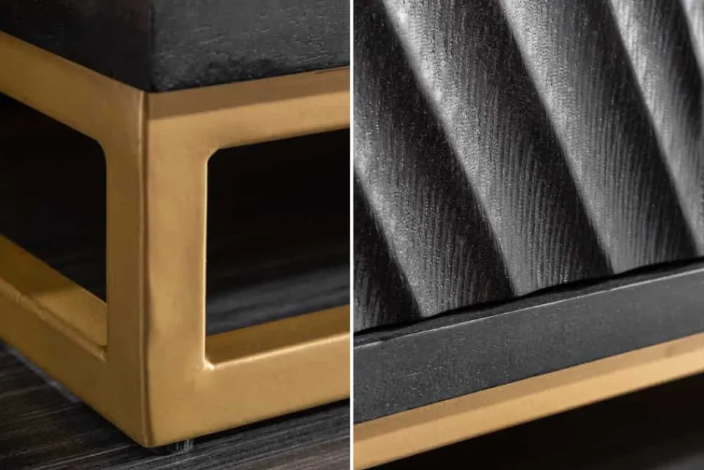Riess-Ambiente Mehr...|Goldene Möbel > Massiver Barschrank SCORPION 141cm schwarz Mangoholz mit 3D Schnitzereien