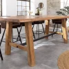 Riess-Ambiente Mehr...|Massivholztische > Massiver Bartisch MAMMUT 220cm natur Akazie Baumkante schwarz Metall