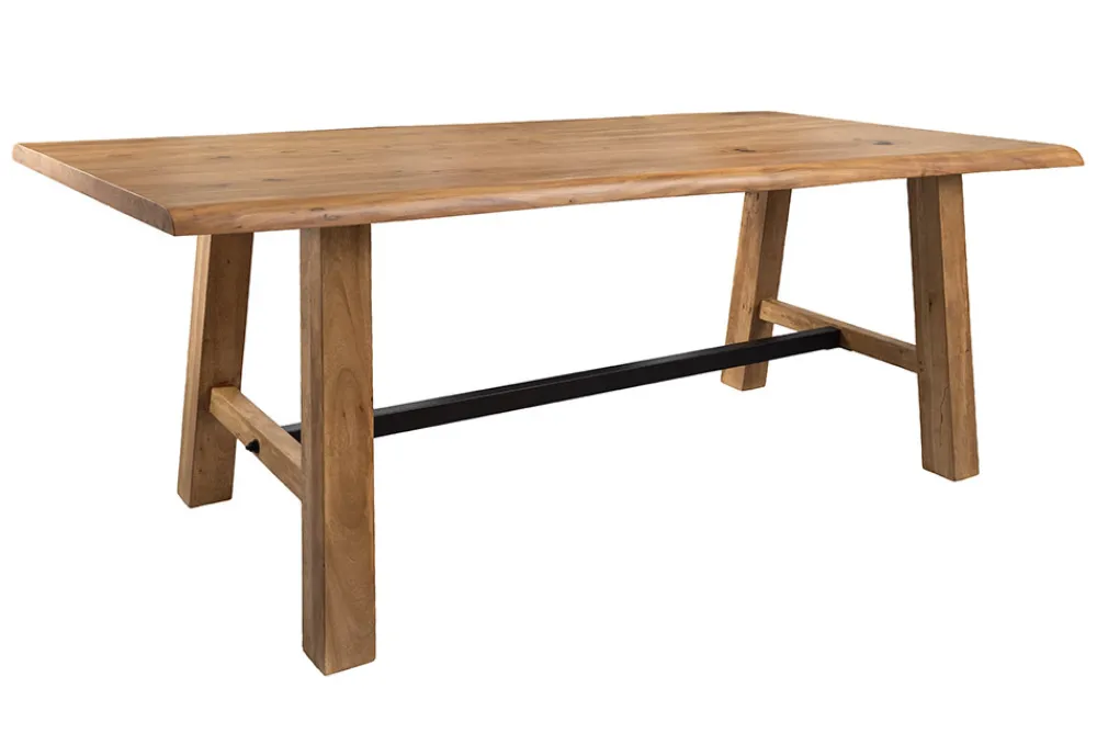 Riess-Ambiente Mehr...|Massivholztische > Massiver Bartisch MAMMUT 220cm natur Akazie Baumkante schwarz Metall