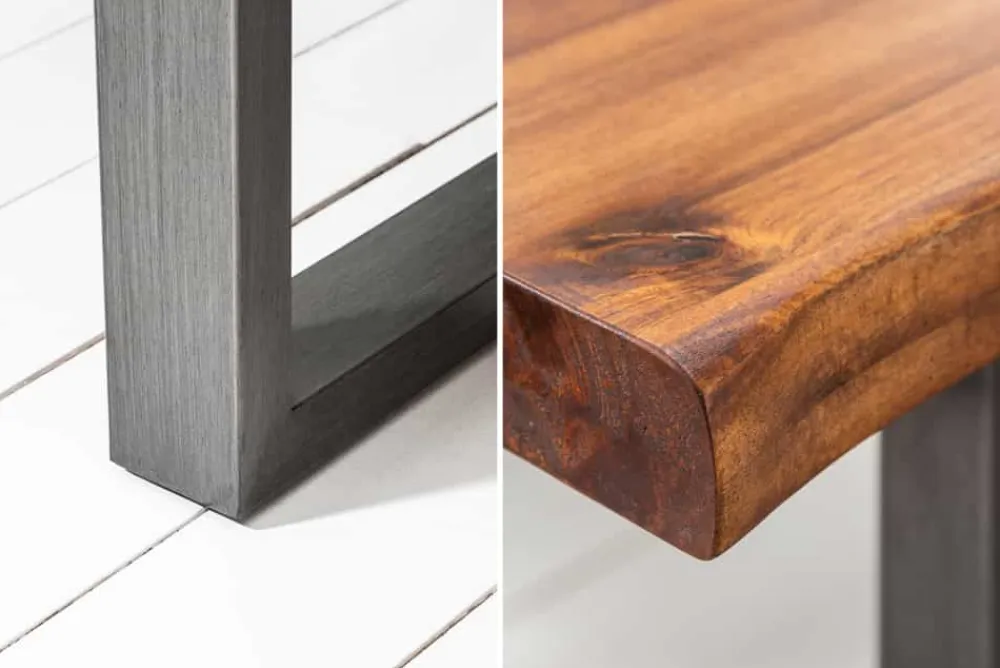 Riess-Ambiente Esstische|Mehr... > Massiver Baumstamm Esstisch GENESIS 180cm Akazie Baumkante Kufengestell Industrial Finish
