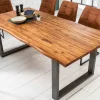 Riess-Ambiente Esstische|Mehr... > Massiver Baumstamm Esstisch GENESIS 200cm Akazie Baumkante Kufengestell Industrial Finish