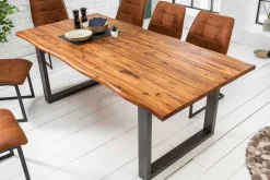 Riess-Ambiente Esstische|Mehr... > Massiver Baumstamm Esstisch GENESIS 200cm Akazie Baumkante Kufengestell Industrial Finish