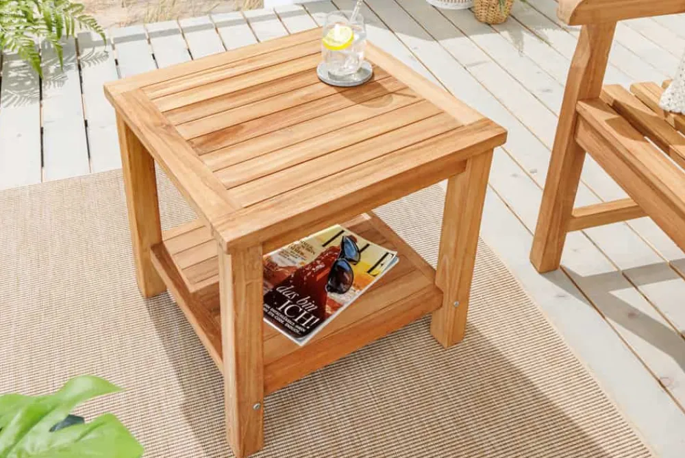 Riess-Ambiente Mehr...|Massivholz Gartenmöbel > Massiver Beistelltisch EMPIRE TEAK 50cm natur Teakholz
