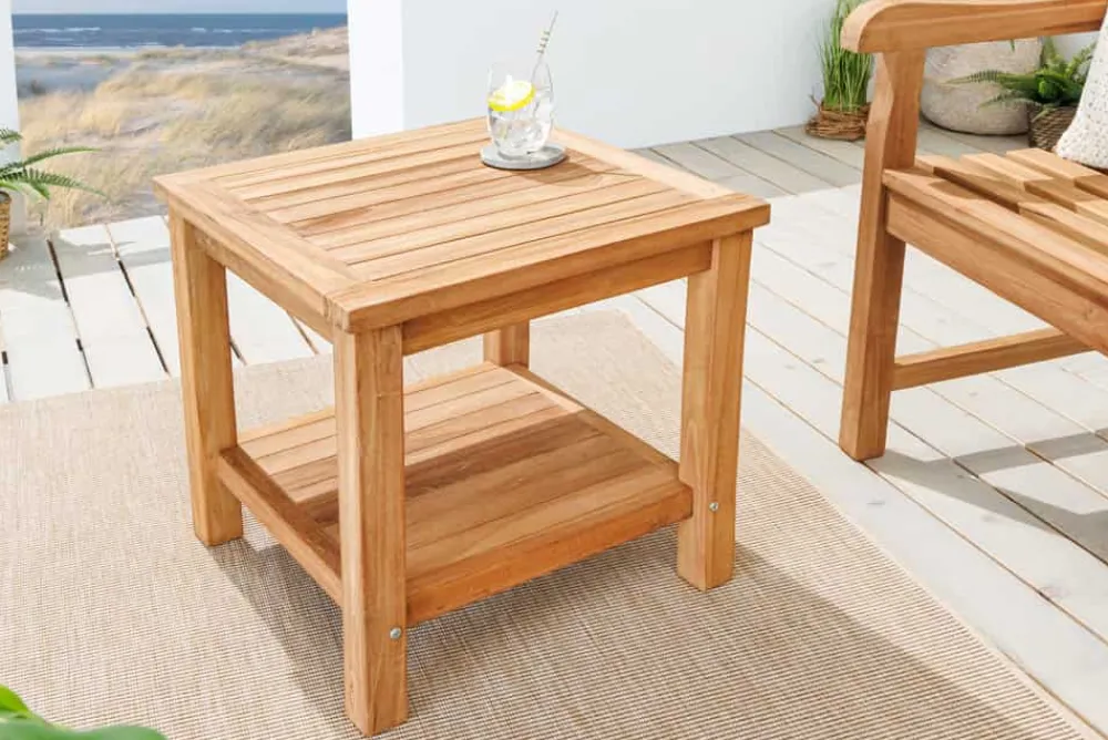 Riess-Ambiente Mehr...|Massivholz Gartenmöbel > Massiver Beistelltisch EMPIRE TEAK 50cm natur Teakholz