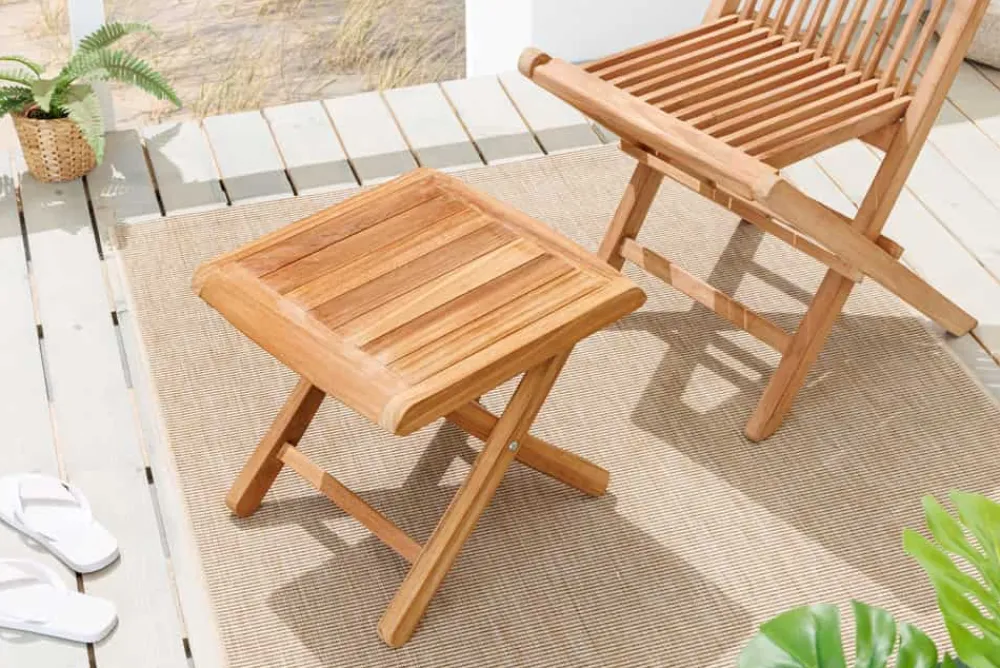 Riess-Ambiente Mehr...|Massivholz Gartenmöbel > Massiver Beistelltisch EMPIRE TEAK 45cm natur Teakholz wetterfest
