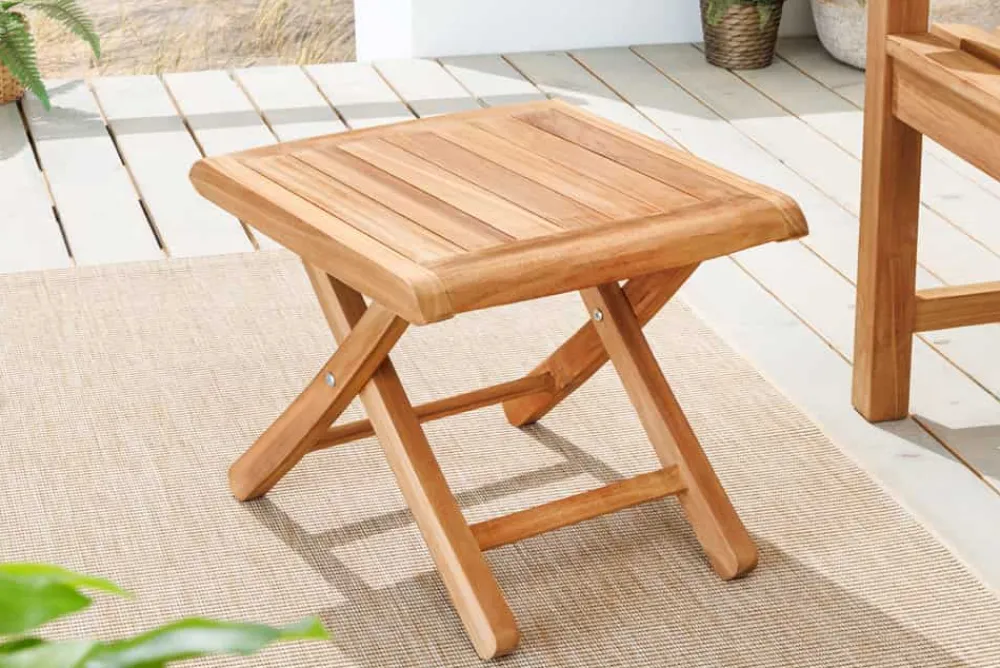 Riess-Ambiente Mehr...|Massivholz Gartenmöbel > Massiver Beistelltisch EMPIRE TEAK 45cm natur Teakholz wetterfest