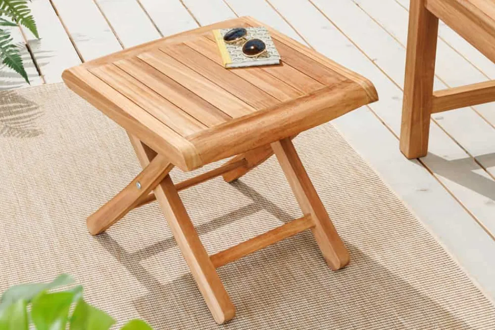 Riess-Ambiente Mehr...|Massivholz Gartenmöbel > Massiver Beistelltisch EMPIRE TEAK 45cm natur Teakholz wetterfest
