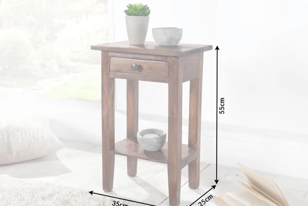 Riess-Ambiente Beistelltische|Mehr... > Massiver Beistelltisch HEMINGWAY 55cm coffee Mahagoniholz Shabby Chic Telefontisch